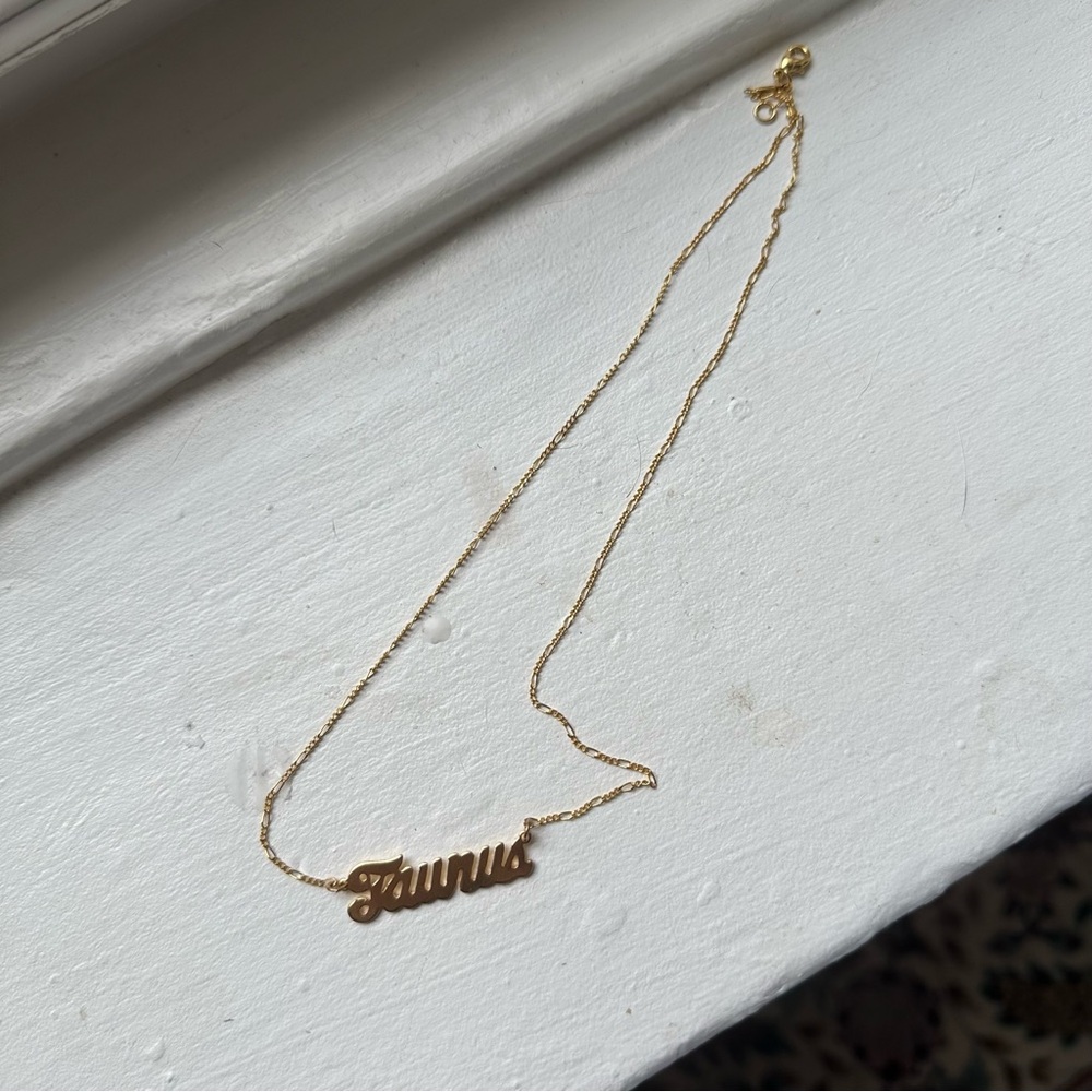 Gold-plated Nameplate Taurus Necklace 18”